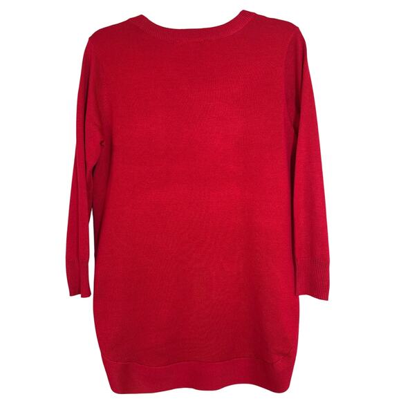 NWT Tint & Shadow Small Red Long Sleeve Scoop Neck Sweater Scoop Hem Button Acc - Picture 2 of 7